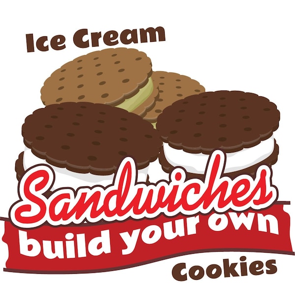 Safety Sign, 9 in Height, Vinyl, 6 in Length, Ice Cream Sandwiches, D-DC-24-Ice Cream Sandwiches